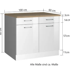 Küchenunterschrank Ragnar 100cm mit 2 Türen und 2 Schubladen - anthrazit