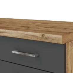 Held Küchenzeile in L-Form Sorrella 270cm mit Backofen, Geschirrspüler und Kühlschrank - anthrazit/eiche