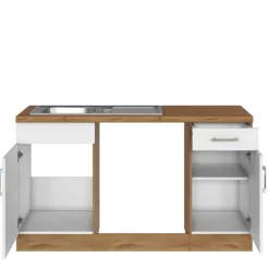 Held Küchenzeile in L-Form Sorrella 210cm mit Platz für Backofen und Geschirrspüler - weiß/Eiche