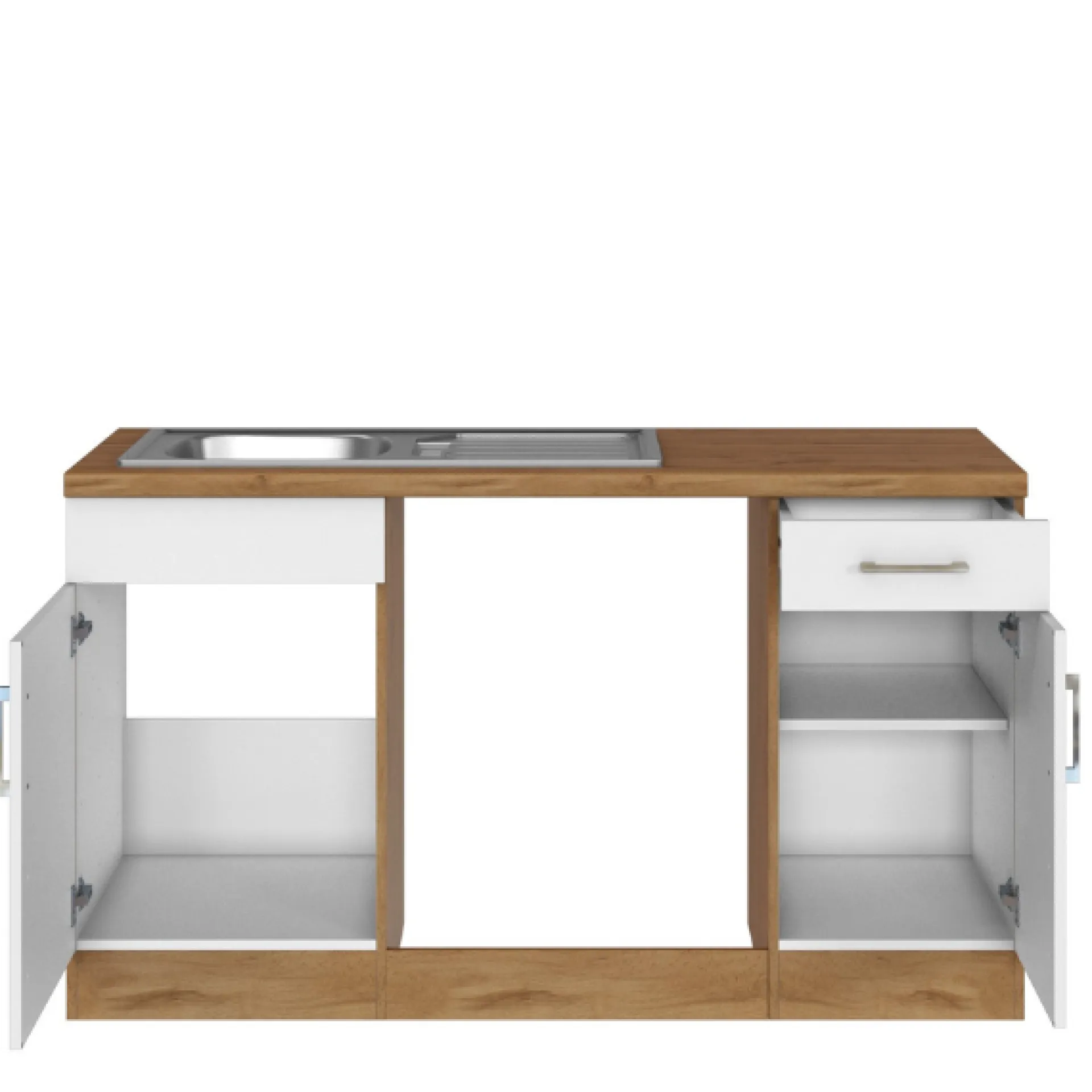 Held Küchenzeile in L-Form Sorrella 210cm mit Platz für Backofen und Geschirrspüler - weiß/Eiche