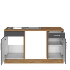 Held Küchenzeile in L-Form Sorrella 210cm mit Platz für Backofen und Geschirrspüler - anthrazit/ocker