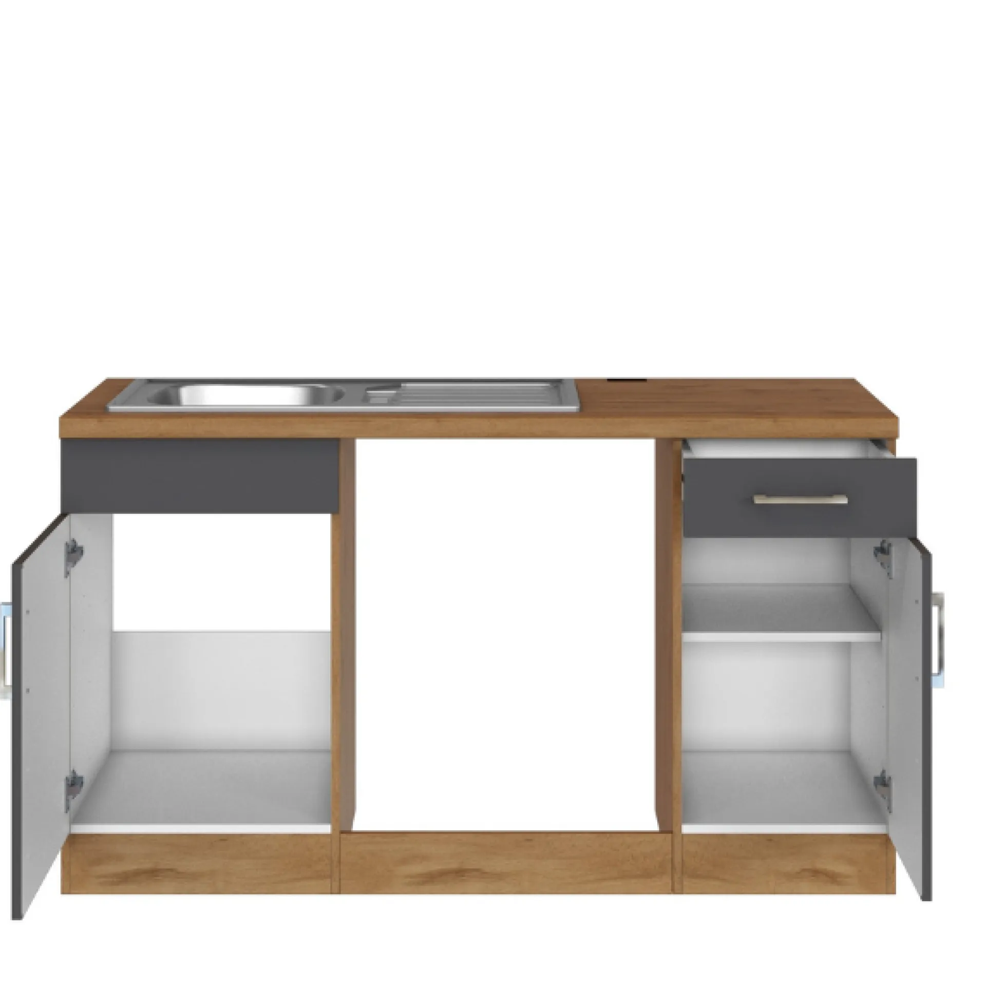 Held Küchenzeile in L-Form Sorrella 210cm mit Platz für Backofen und Geschirrspüler - anthrazit/ocker