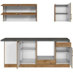 Held Küchenzeile in L-Form Sorrella 210cm mit Platz für Backofen und Geschirrspüler - Eiche