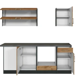 Held Küchenzeile in L-Form Sorrella 210cm mit Platz für Backofen und Geschirrspüler - Eiche/Graphit