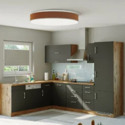 Held Küchenzeile in L-Form Sorrella 270cm mit Platz für Backofen, Geschirrspüler und Kühlschrank - anthrazit/ocker