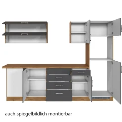 Held Küchenzeile in L-Form Sorrella 270cm mit Platz für Backofen, Geschirrspüler und Kühlschrank - anthrazit/ocker
