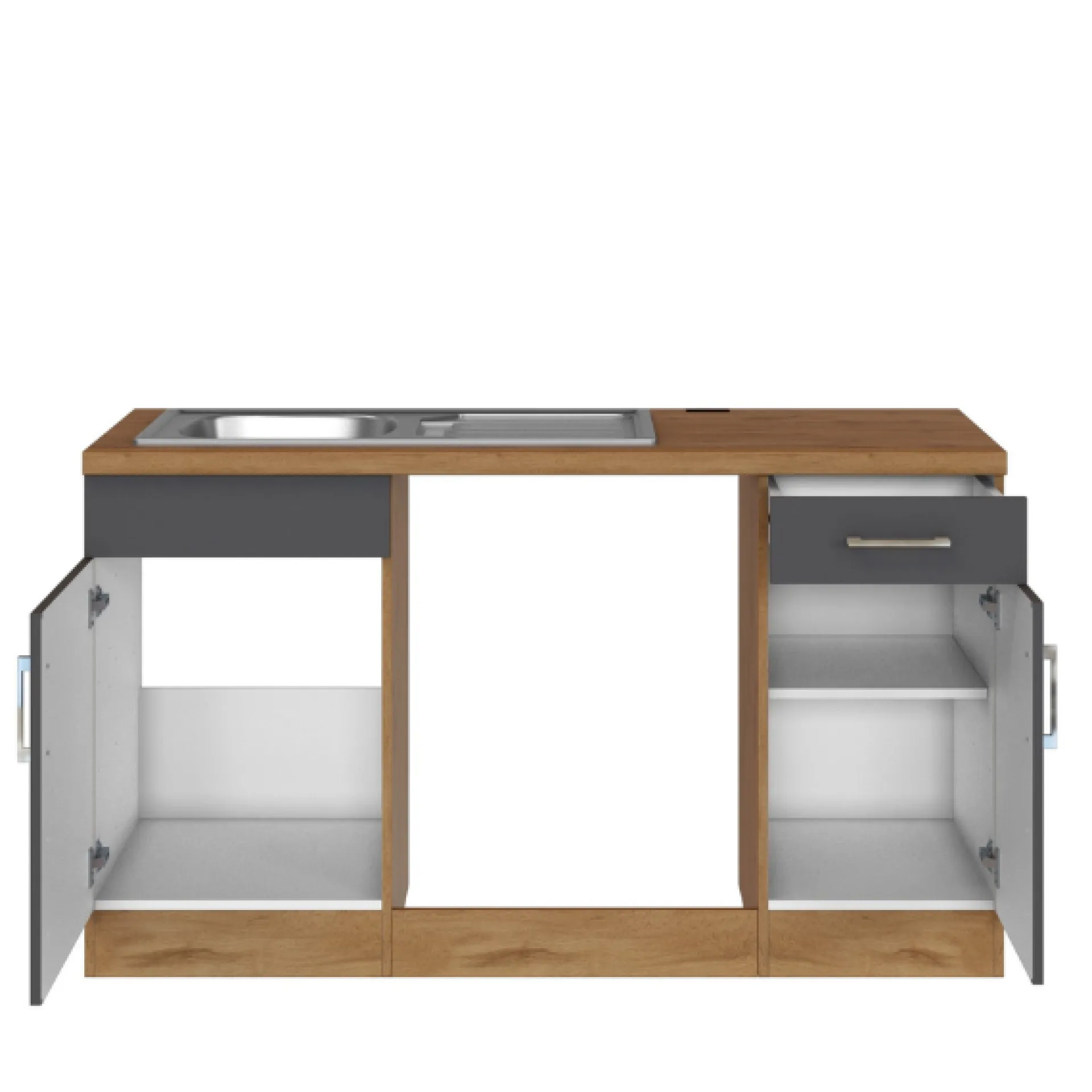 Held Küchenzeile in L-Form Sorrella 270cm mit Platz für Backofen, Geschirrspüler und Kühlschrank - anthrazit/ocker