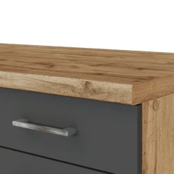 Held Küchenzeile in L-Form Sorrella 270cm mit Backofen, Geschirrspüler und Kühlschrank - anthrazit/eiche