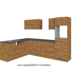 Held Küchenzeile L-Form Sorrella 270cm mit Platz für Backofen, Geschirrspüler und Kühlschrank - Eiche