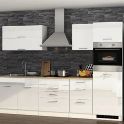 Held Küchenzeile Ragnar 290cm mit Backofen - Hochglanz weiß