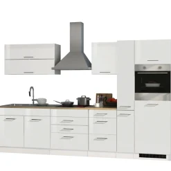 Held Küchenzeile Ragnar 320cm mit Backofen - Hochglanz weiß