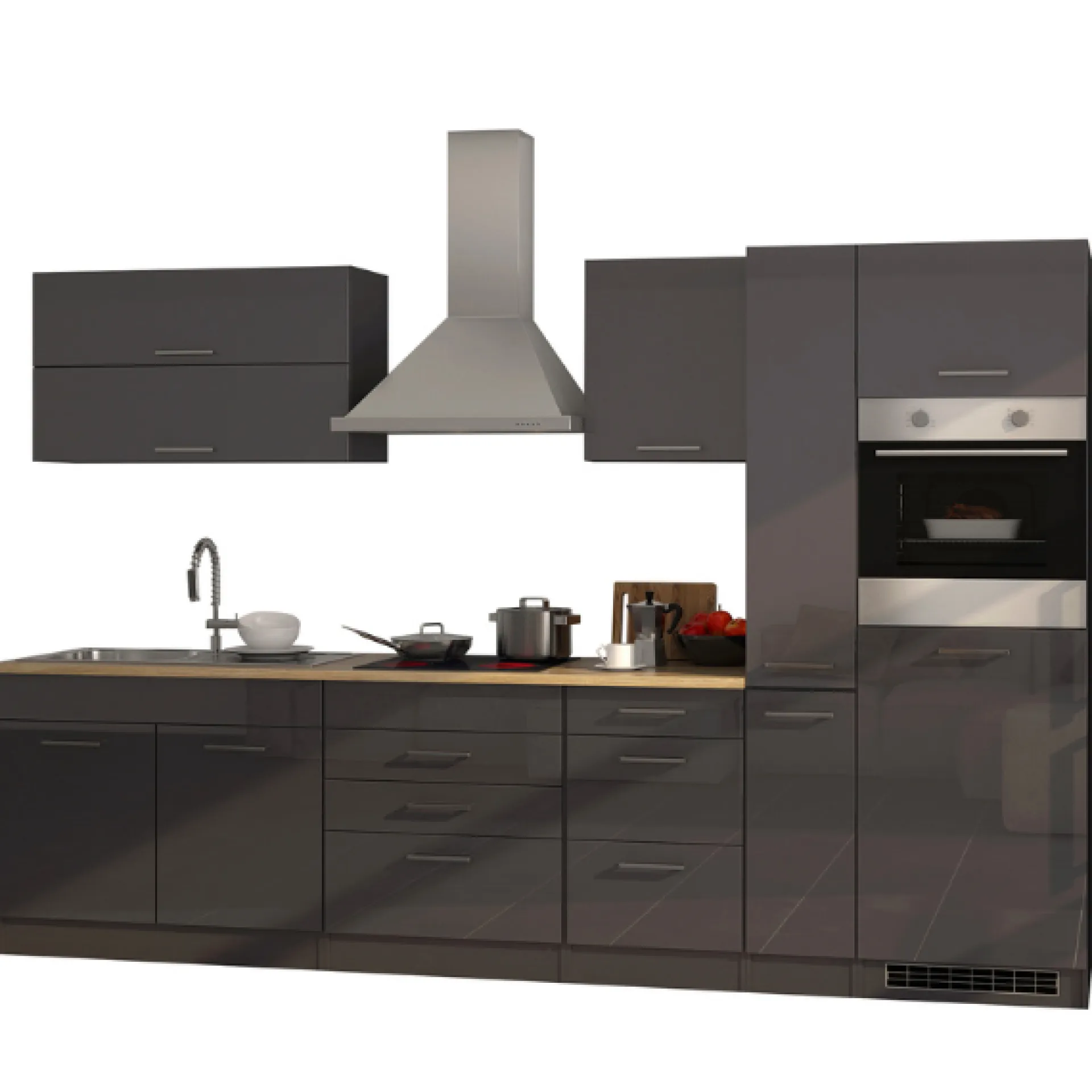 Held Küchenzeile Ragnar 320cm mit Backofen - Hochglanz