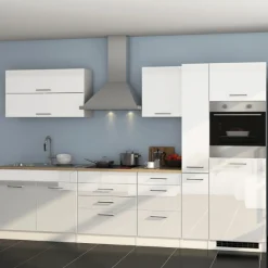 Held Küchenzeile Ragnar 320cm mit Backofen und Kühlschrank - Hochglanz weiß