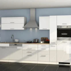 Held Küchenzeile Ragnar 330cm mit Backofen und Geschirrspüler - Hochglanz weiß