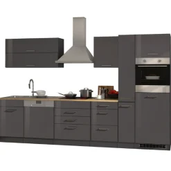 Held Küchenzeile Ragnar 330cm mit Backofen und Geschirrspüler - Hochglanz