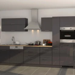 Held Küchenzeile Ragnar 330cm mit Backofen und Geschirrspüler - Hochglanz