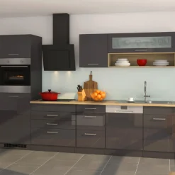 Held Küchenzeile Ragnar 300cm mit Geschirrspüler, Backofen und Kühlschrank - Hochglanz