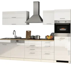 Held Küchenzeile Ragnar 300cm mit Geschirrspüler und Backofen - Hochglanz weiß