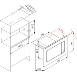 Held Küchenzeile Ragnar 270cm mit Mikrowelle, Kühlschrank und Backofen - Hochglanz weiß