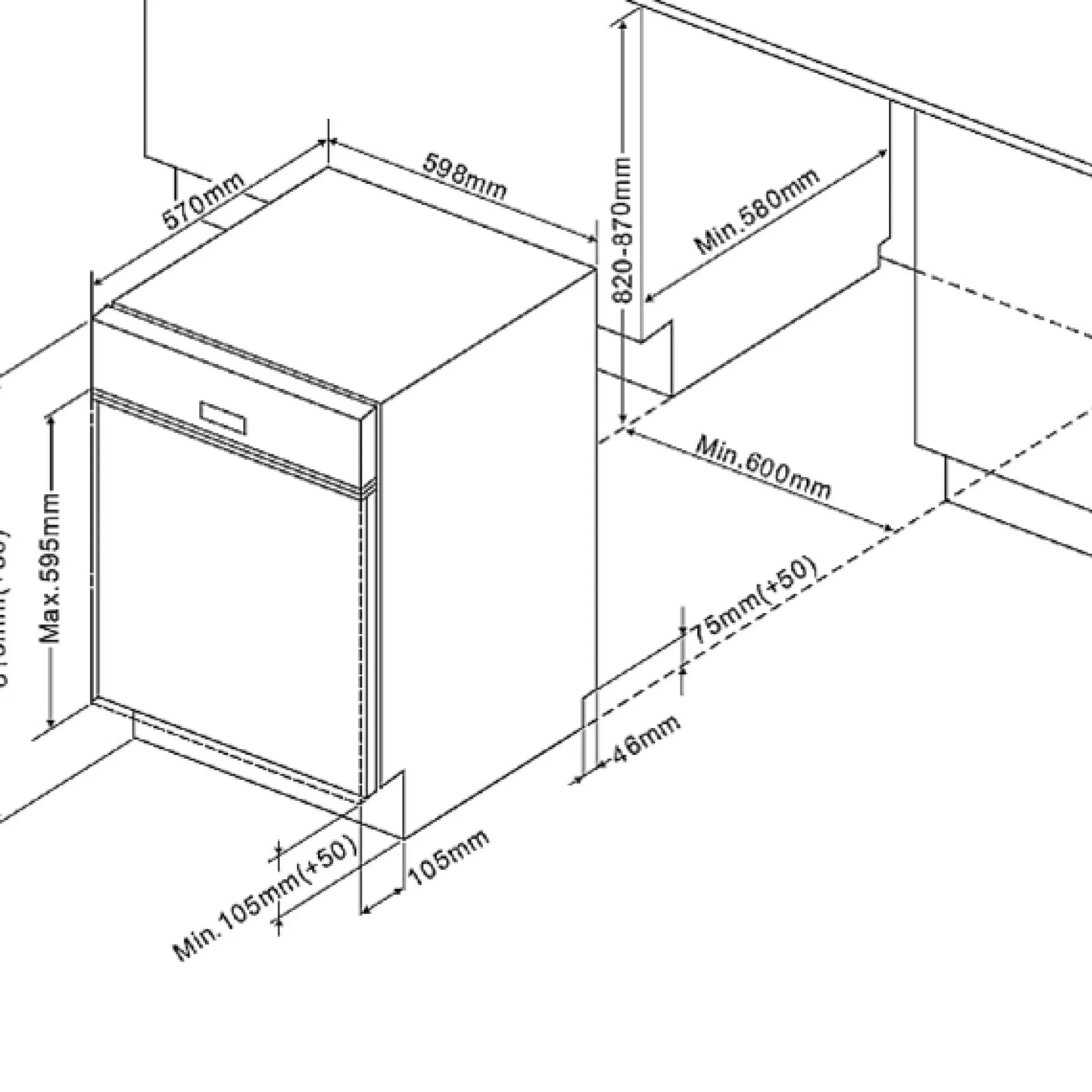Held Küchenzeile Ragnar 220cm mit Platz für Backofen und Geschirrspüler - hochglänzend weiß