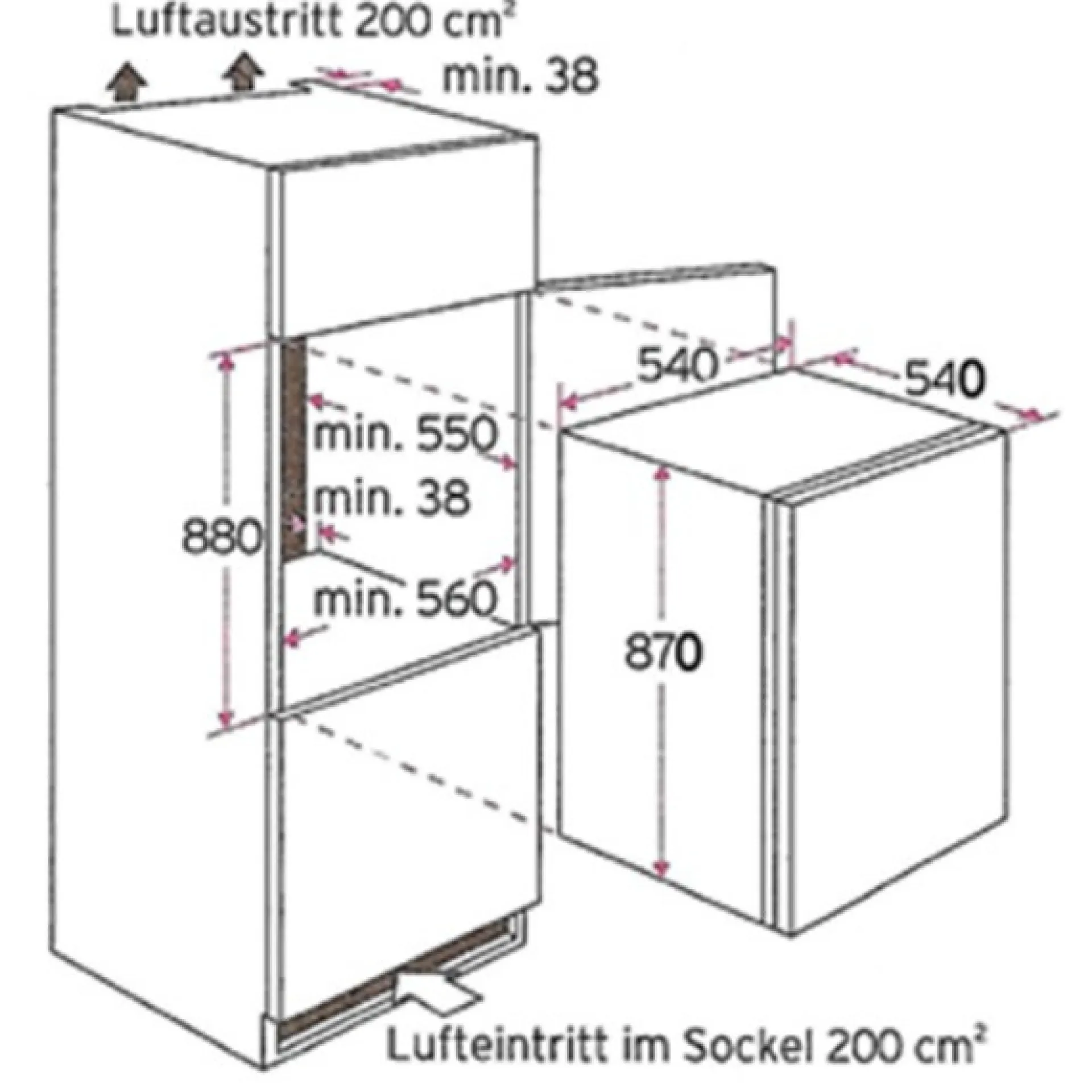 Held Küchenzeile Ragnar 270cm mit Platz für Mikrowelle, Kühlschrank und Backofen - Hochglanz