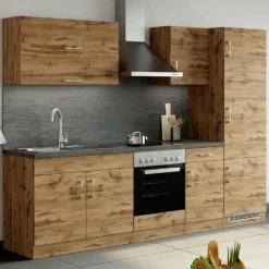 Held Küchenzeile Sorrella 270cm mit Backofen und Kühlschrank - Eiche