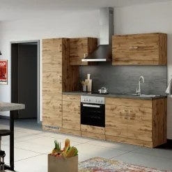 Held Küchenzeile Sorrella 270cm mit Backofen und Kühlschrank - Eiche