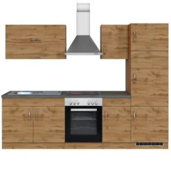 Held Küchenzeile Sorrella 270cm mit Backofen und Kühlschrank - Eiche