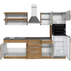 Held Küchenzeile Sorrella 270cm mit Backofen und Kühlschrank - Eiche