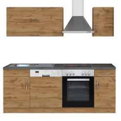 Held Küchenzeile Sorrella 210cm mit Geschirrspüler und Backofen - Eiche
