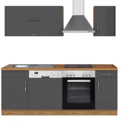Held Küchenzeile Sorrella 210cm mit Geschirrspüler und Backofen - anthrazit/ocker