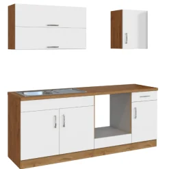 Held Küchenzeile Sorrella 210cm mit Platz für Backofen - weiß/Eiche