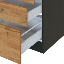 Held Küchenzeile Sorrella 270cm mit Platz für Backofen und Kühlschrank - Eiche/Graphit