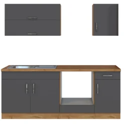 Held Küchenzeile Sorrella 210cm mit Platz für Backofen - anthrazit/ocker