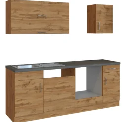 Held Küchenzeile Sorrella 210cm mit Platz für Geschirrspüler und Backofen - Eiche