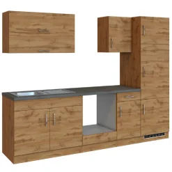 Held Küchenzeile Sorrella 270cm mit Platz für Backofen und Kühlschrank - Eiche