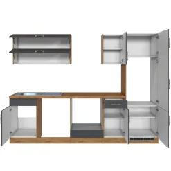 Held Küchenzeile Sorrella 270cm mit Platz für Backofen, Geschirrspüler und Kühlschrank - anthrazit/ocker