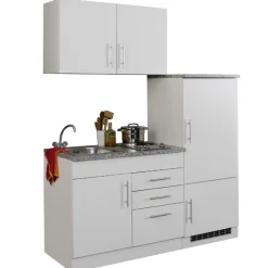 Held Küchenzeile Toto 160cm mit Kochfeld und Kühlschrank - /marmoriert