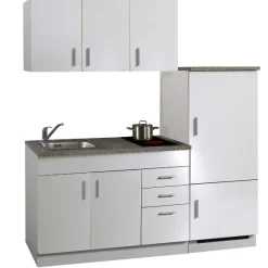 Held Küchenzeile Toto 180cm mit Kochfeld und Kühlschrank - /marmoriert