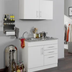 Held Küchenzeile Toto 100cm mit Kochfeld - /marmoriert