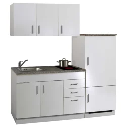 Held Küchenzeile Toto 180cm mit Kochfeld und Kühlschrank - /marmoriert