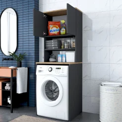 KD101 Waschmaschinenschrank | 100% MELAMIN | Walnuss, Anthrazit