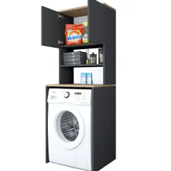 KD101 Waschmaschinenschrank | 100% MELAMIN | Walnuss, Anthrazit