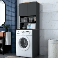 KD101 Waschmaschinenschrank | 100% MELAMIN | Walnuss, Anthrazit