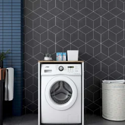 KD103 Waschmaschinenschrank | 100 % MELAMIN | Walnuss, Weiß