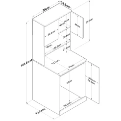 KD102 Waschmaschinenschrank | 100 % MELAMIN | Weiß, Walnuss