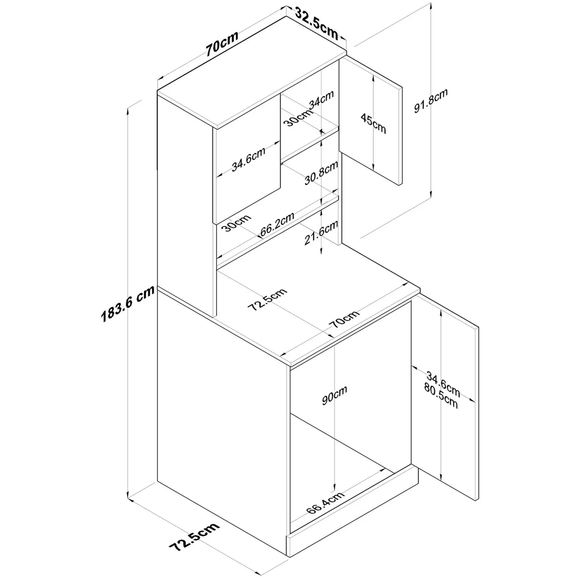 KD102 Waschmaschinenschrank | 100 % MELAMIN | Weiß, Walnuss