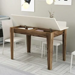 Emob Kiev Küchentisch | 100 % MELAMIN | Walnuss, Creme
