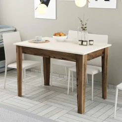 Emob Kiev Küchentisch | 100 % MELAMIN | Walnuss, Creme