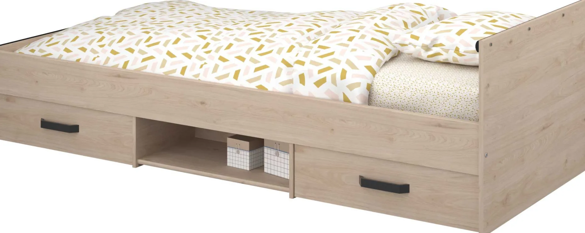 Kinderbett Alma 90x200 mit Stauraum - eichendekor